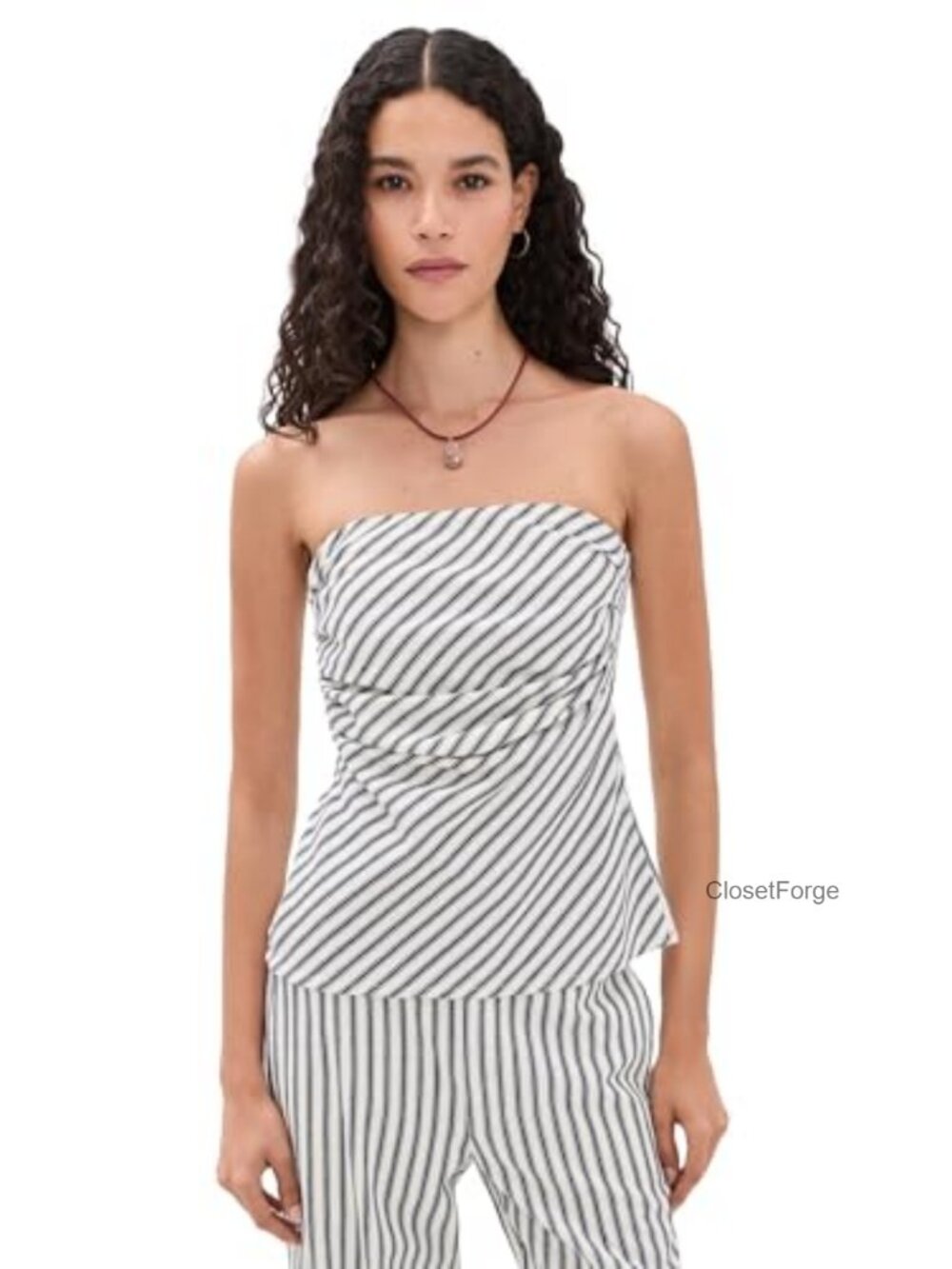 Strapless Herringbone Tube Top with Smocked Back Ruching